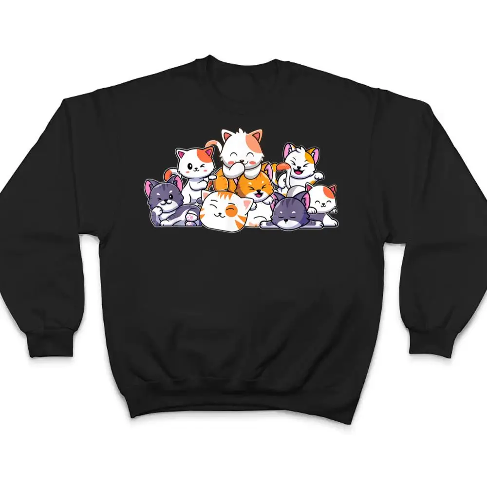 Cute-Cats-Anime-Kawaii-Japanese-Otaku-Neko-Gift-Women-Girls-T-Shirt-4 Cute Cats Anime Kawaii Japanese Otaku Neko Gift Women Girls T Shirt