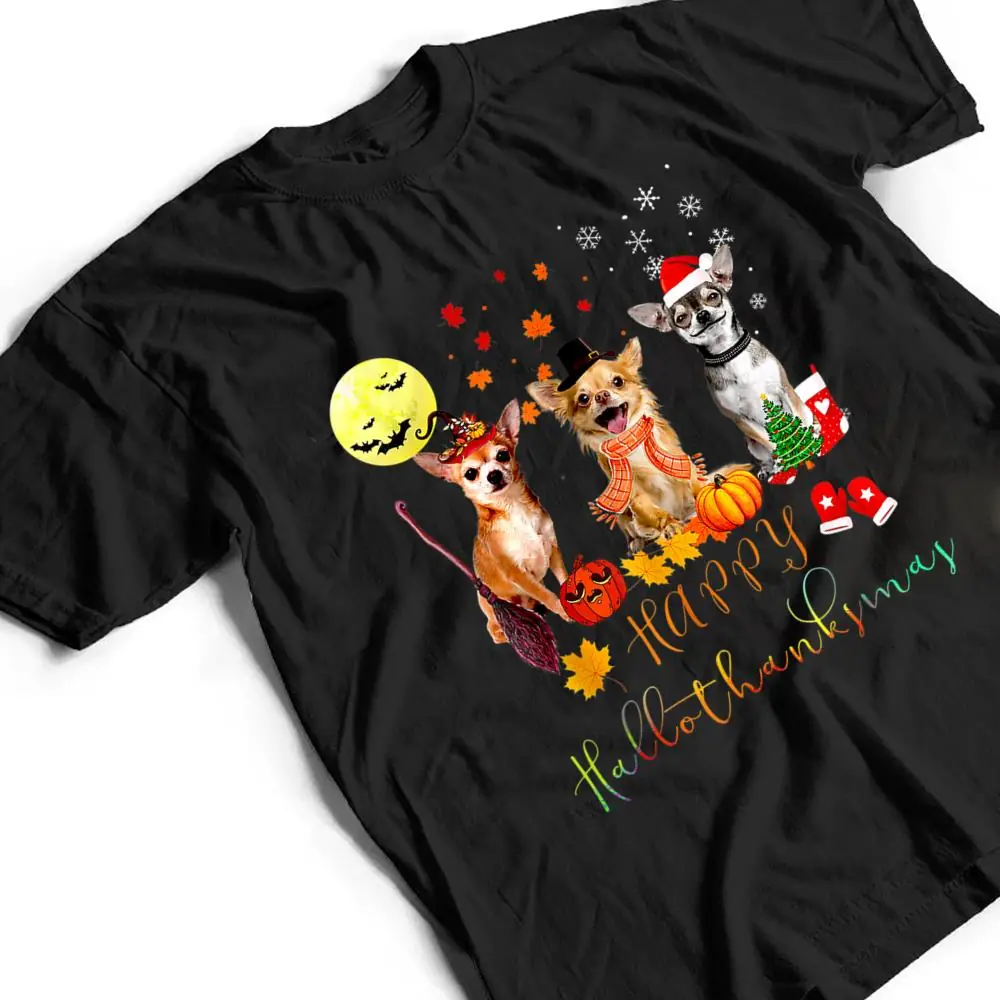 Cute-Chihuahua-Dog-Happy-Hallothanksmas-Family-Xmas-Pajama-T-Shirt-2 Cute Chihuahua Dog Happy Hallothanksmas Family Xmas Pajama T Shirt