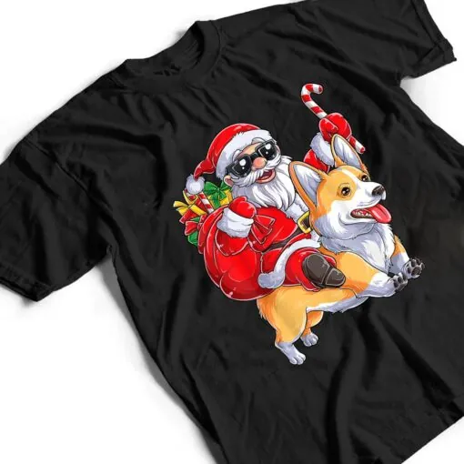 Cute Christmas Santa Claus Riding Corgi Xmas Boy Corgmas Dog T Shirt