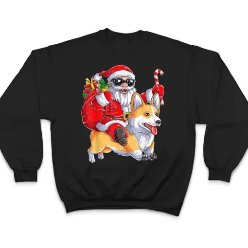 Cute Christmas Santa Claus Riding Corgi Xmas Boy Corgmas Dog T Shirt