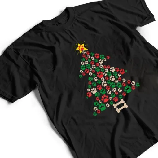 Cute Dog Paws Print Christmas Tree - Paw Print Star Top T Shirt