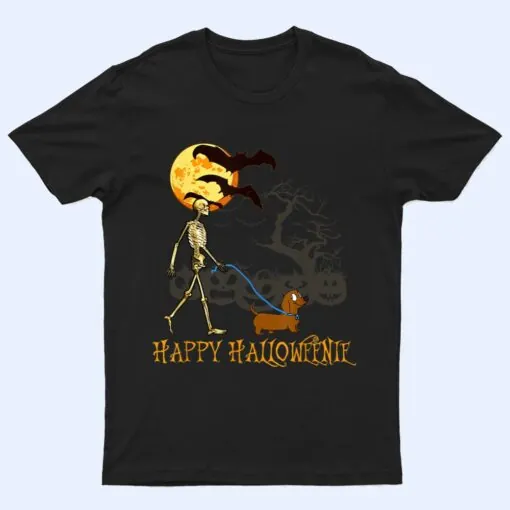 Cute Funny Happy Halloweenie Dachshund Halloween Dog Lover T Shirt