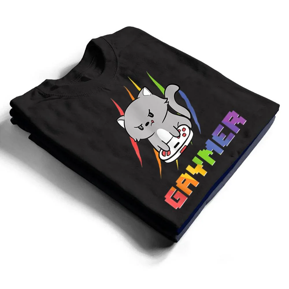 Cute-Gaming-Cat-Gay-Gamer-T-Shirt-1 Cute Gaming Cat Gay Gamer T Shirt