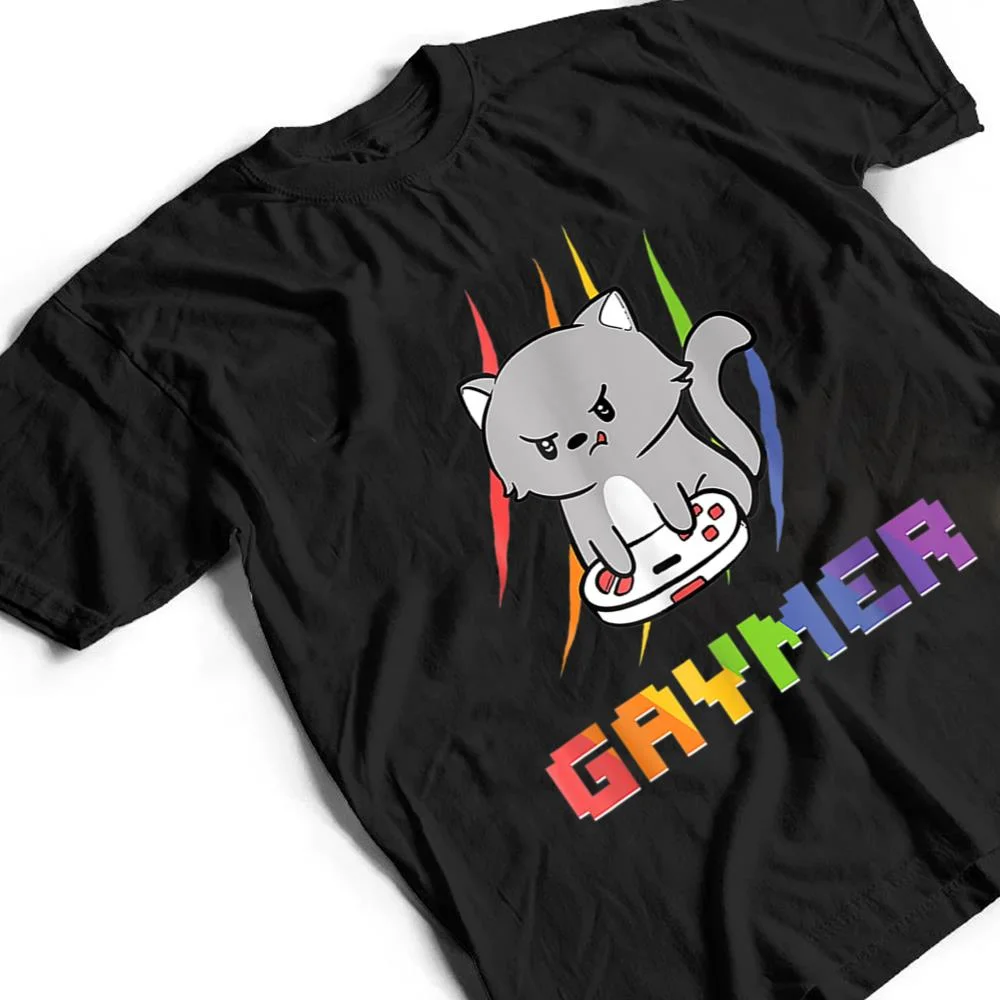 Cute-Gaming-Cat-Gay-Gamer-T-Shirt-2 Cute Gaming Cat Gay Gamer T Shirt