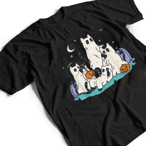 Cute Ghost Cats Cat Ghosts Funny Halloween Outfit Costumes T Shirt