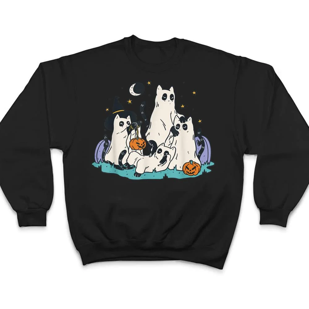 Cute-Ghost-Cats-Cat-Ghosts-Funny-Halloween-Outfit-Costumes-T-Shirt-4 Cute Ghost Cats Cat Ghosts Funny Halloween Outfit Costumes T Shirt