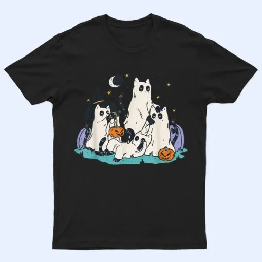 Cute Ghost Cats Cat Ghosts Funny Halloween Outfit Costumes T Shirt