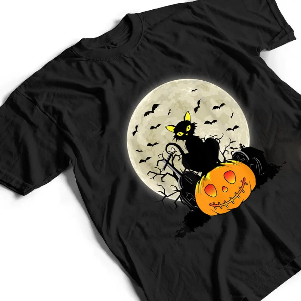 Cute-Halloween-Black-Cat-Witch-Hat-Pumpkin-T-Shirt-2 Cute Halloween Black Cat Witch Hat Pumpkin T Shirt