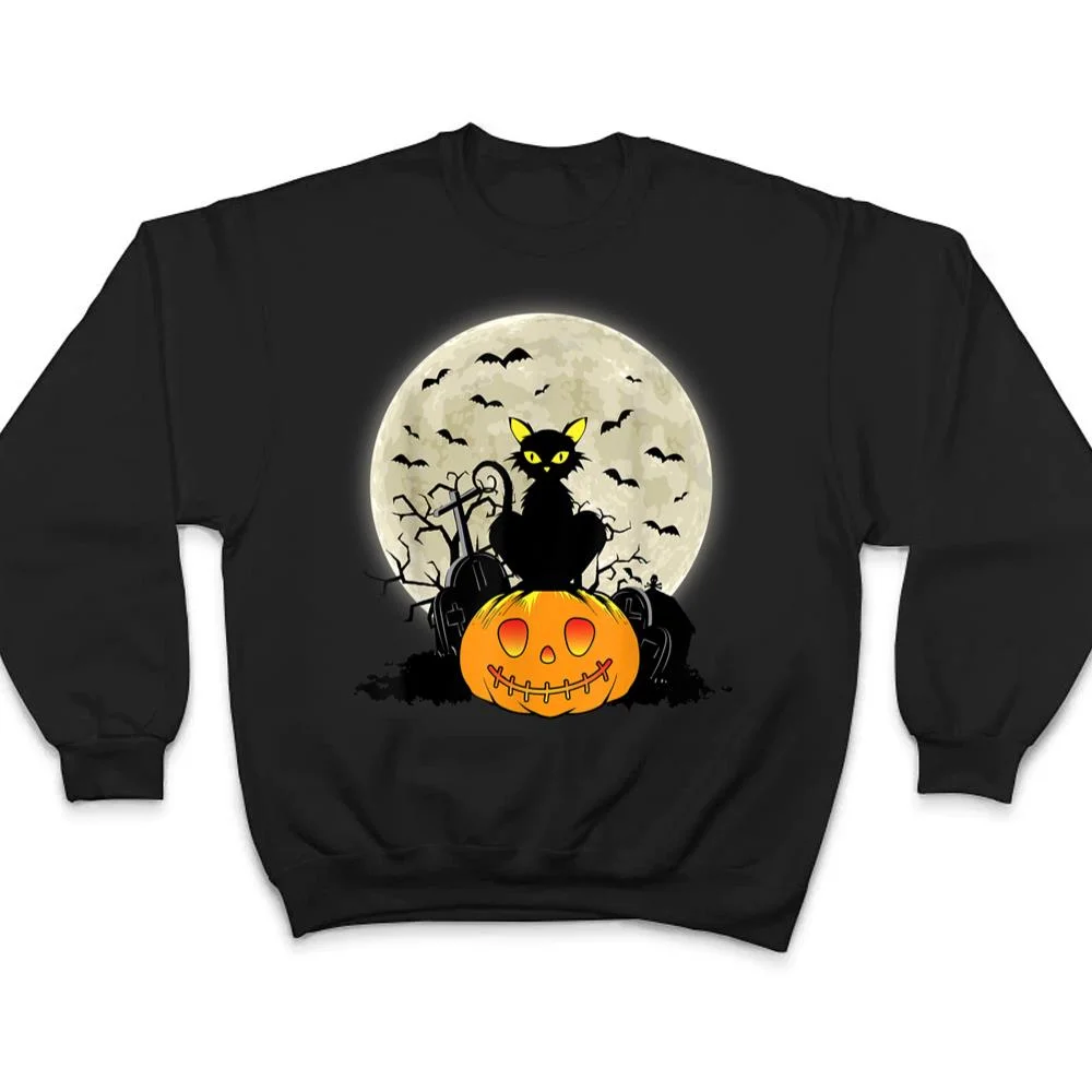 Cute-Halloween-Black-Cat-Witch-Hat-Pumpkin-T-Shirt-4 Cute Halloween Black Cat Witch Hat Pumpkin T Shirt