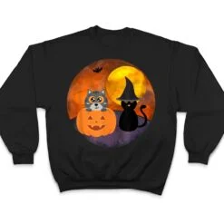 Cute Halloween Cat Scene Witch Pumpkin Bat Full Moon T Shirt Cute Halloween Cat Scene Witch Pumpkin Bat Full Moon T Shirt