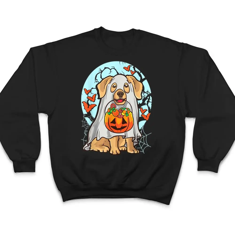 Cute-Halloween-Dog-Ghost-Costume-Trick-Treat-Pumpkin-T-Shirt-4 Cute Halloween Dog Ghost Costume Trick Treat Pumpkin T Shirt