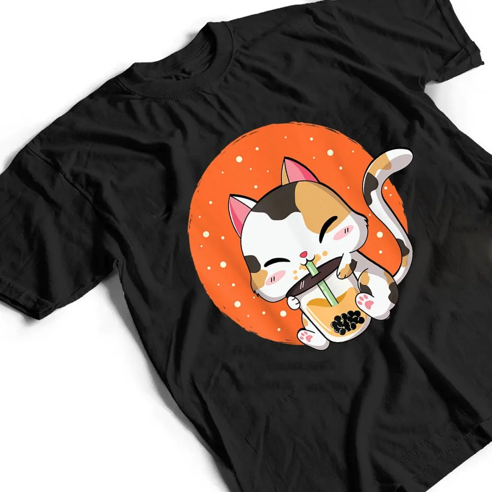 Cute-Kawaii-Cat-Boba-Bubble-Milk-Tea-Anime-Neko-Kitten-T-Shirt-2 Cute Kawaii Cat Boba Bubble Milk Tea Anime Neko Kitten T Shirt