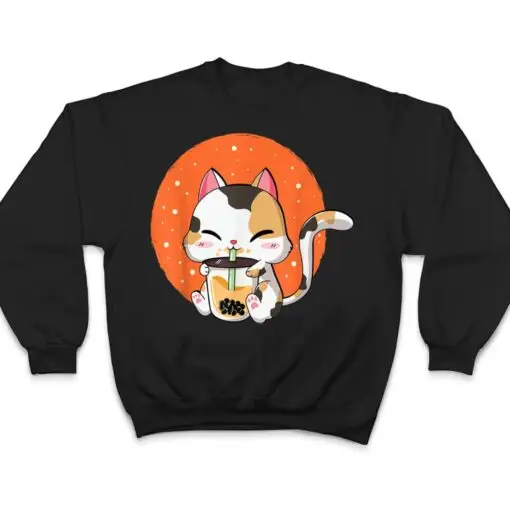 Cute Kawaii Cat Boba Bubble Milk Tea Anime Neko Kitten T Shirt