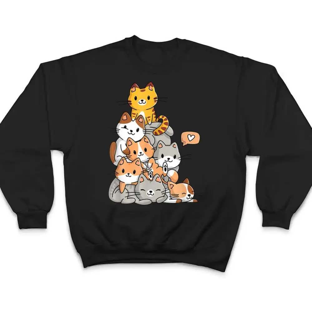 Cute-Kawaii-Cat-Kitty-Meowtain-Cats-Pile-Chibi-Women-Girls-T-Shirt-4 Cute Kawaii Cat Kitty Meowtain Cats Pile Chibi Women Girls T Shirt