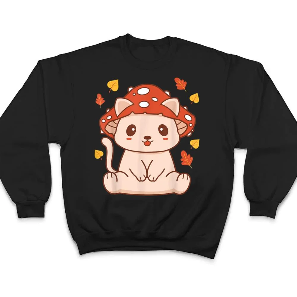 Cute-Kawaii-Toadstool-Cat-Aesthetic-Mushroom-Kitten-T-Shirt-4 Cute Kawaii Toadstool Cat - Aesthetic Mushroom Kitten T Shirt