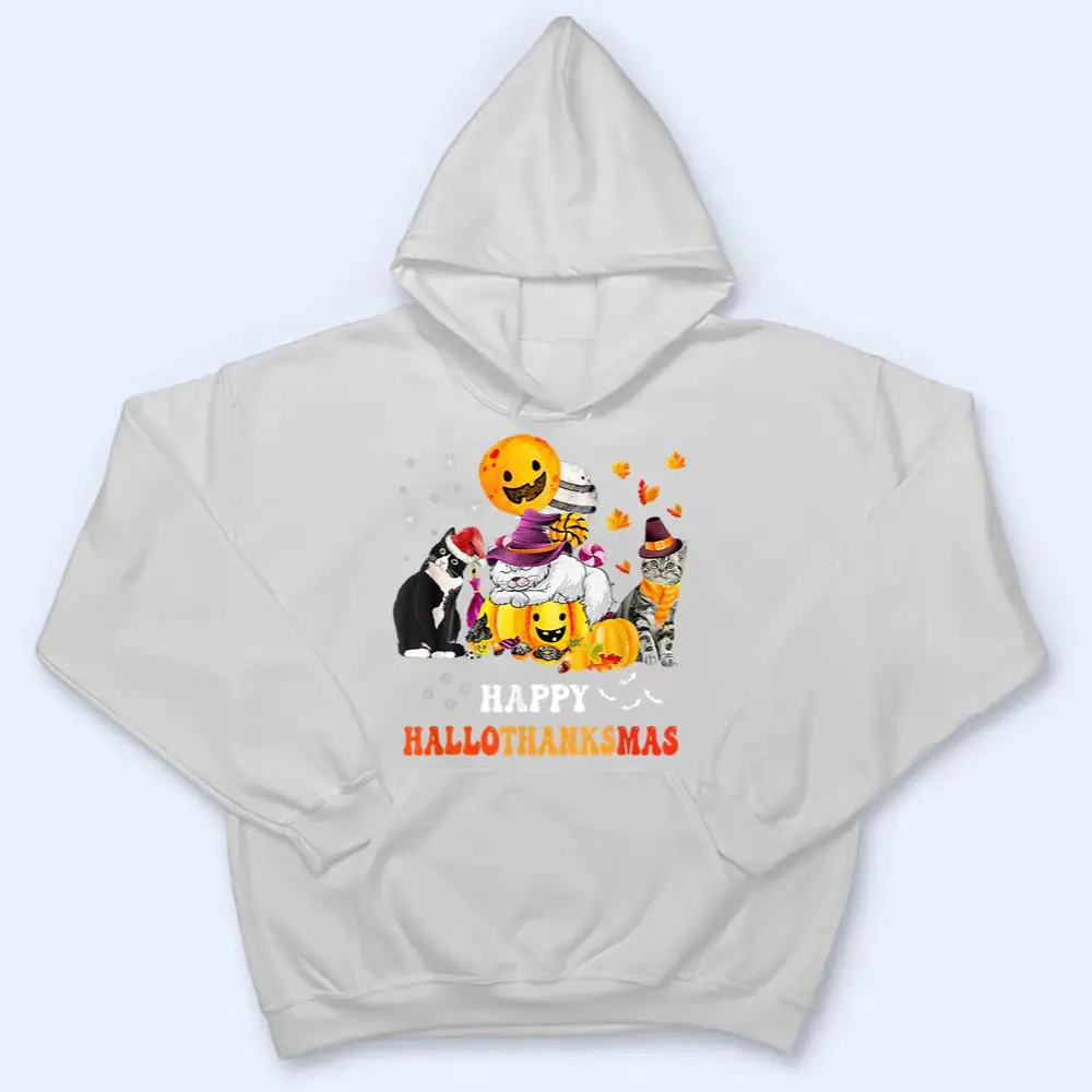 Cute-Lazy-Cat-With-Pumpkin-Happy-Hallowthanksmas-T-Shirt-3 Cute Lazy Cat With Pumpkin Happy Hallowthanksmas T Shirt