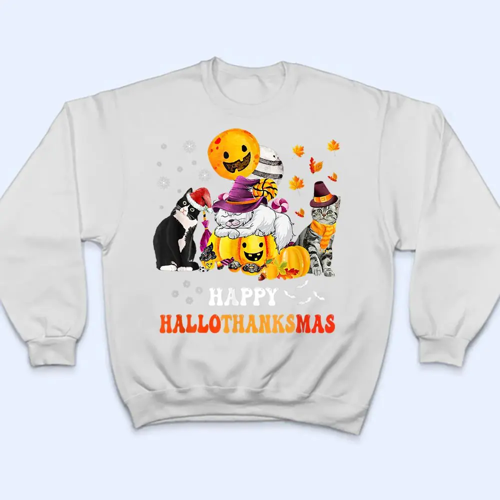 Cute-Lazy-Cat-With-Pumpkin-Happy-Hallowthanksmas-T-Shirt-4 Cute Lazy Cat With Pumpkin Happy Hallowthanksmas T Shirt