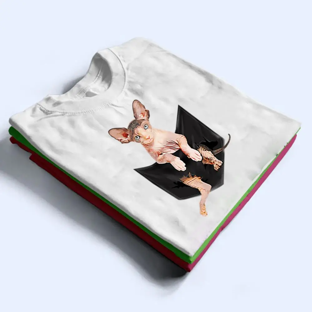 Cute-Pink-Sphynx-Cat-Pocket-Premium-T-Shirt-1 Cute Pink Sphynx Cat Pocket Premium T Shirt