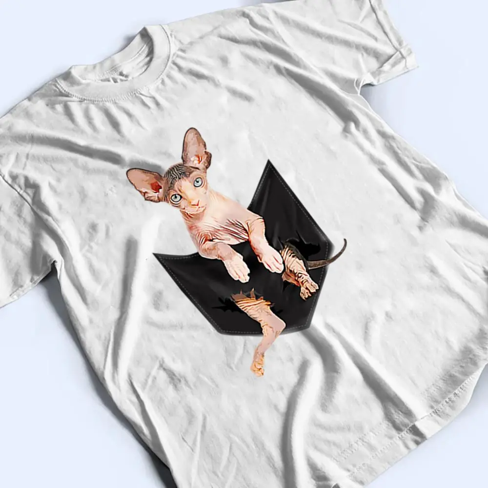Cute-Pink-Sphynx-Cat-Pocket-Premium-T-Shirt-2 Cute Pink Sphynx Cat Pocket Premium T Shirt