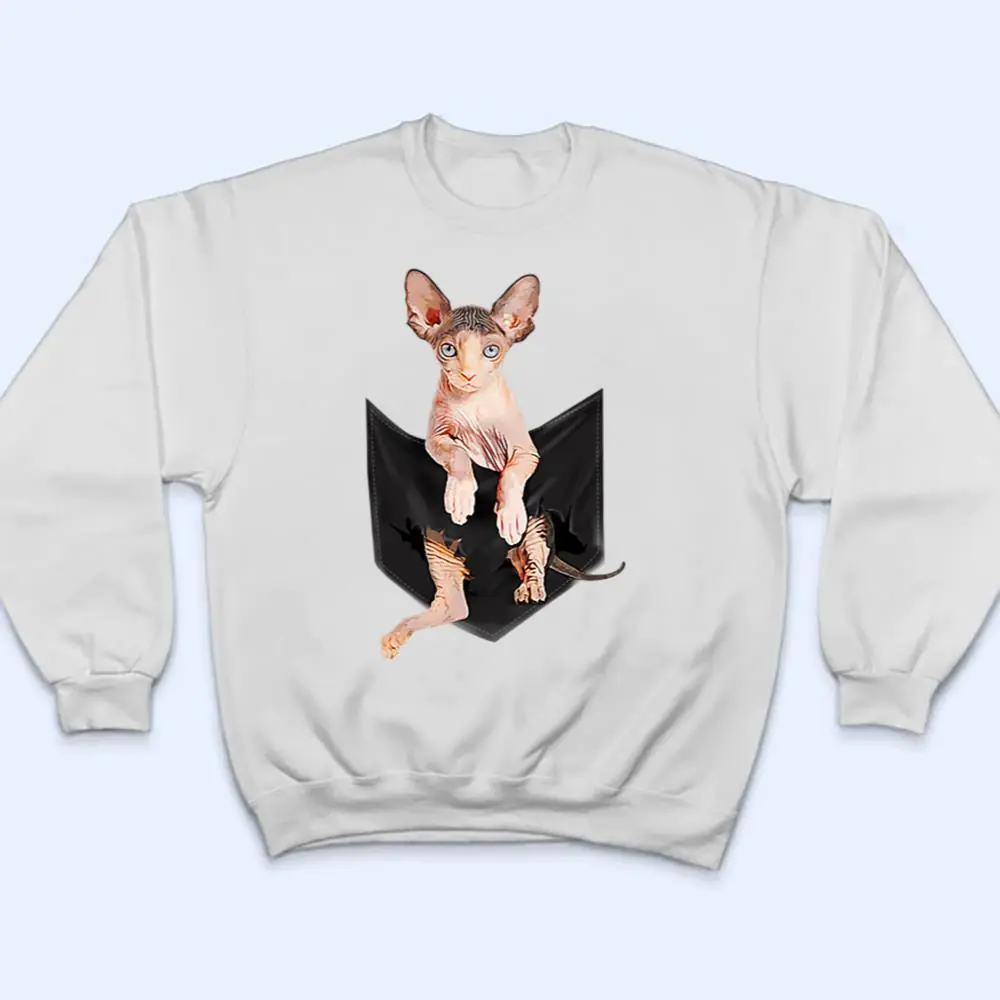 Cute-Pink-Sphynx-Cat-Pocket-Premium-T-Shirt-4 Cute Pink Sphynx Cat Pocket Premium T Shirt