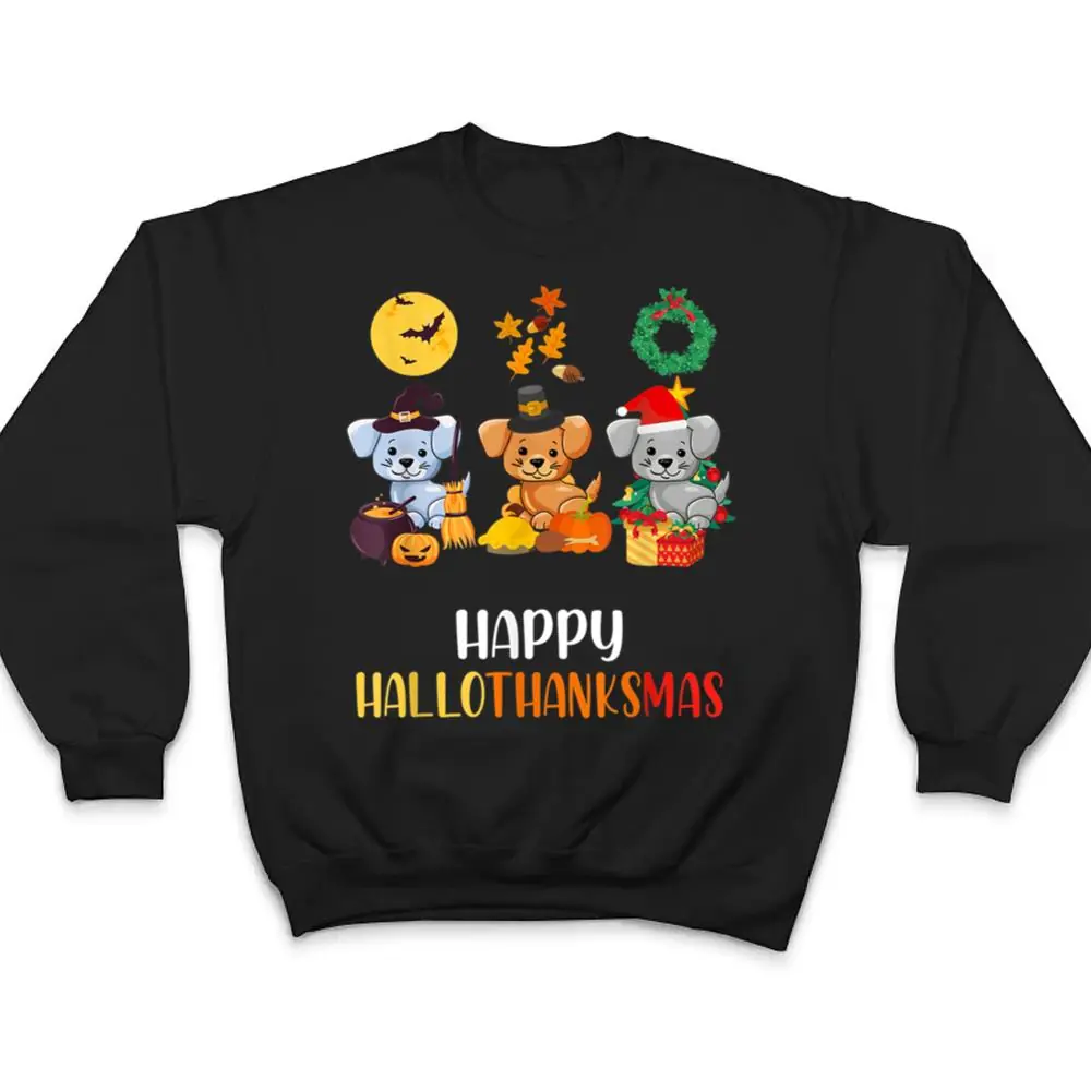 Cute-Puppy-Halloween-Dog-Christmas-Happy-Hallothanksmas-Dog-T-Shirt-4 Cute Puppy Halloween Dog Christmas Happy Hallothanksmas Dog T Shirt