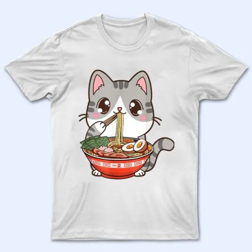 Cute Ramen Cat Kawaii Anime Japanese Food Boy Girls nager T Shirt