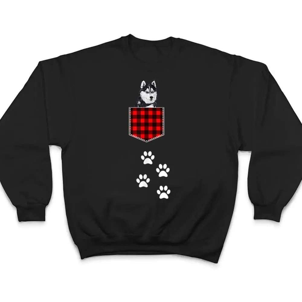 Cute Siberian Husky Dog Peeking Out Of Front Pocket T Shirt