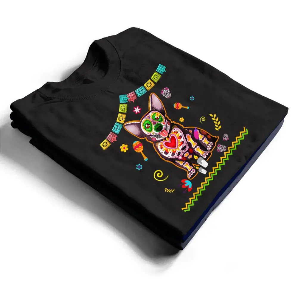 Cute Sugar Skull Corgi Dog Dia de Muertos Halloween Day T Shirt