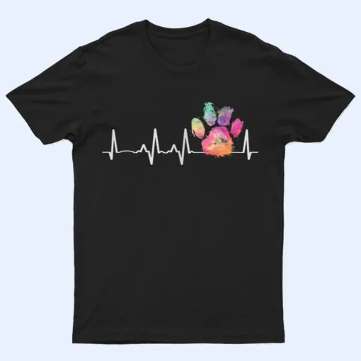 Cute Veterinarian Gift Rainbow Paw Print Heartbeat Vet Tech T Shirt