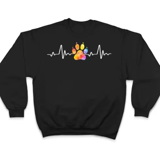Cute Veterinarian Rainbow Paw Print Heartbeat Vet Tech T Shirt