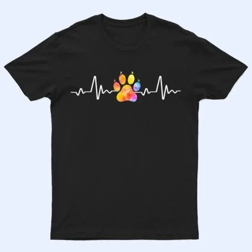 Cute Veterinarian Rainbow Paw Print Heartbeat Vet Tech T Shirt
