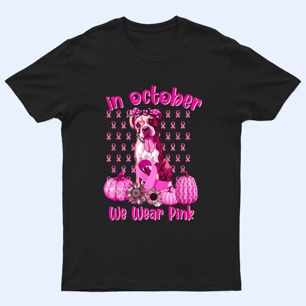 Cute We Wear Pink Boxer Breast Cancer Pumpkin Halloween T Shirt Cute We Wear Pink Boxer Breast Cancer Pumpkin Halloween T Shirt