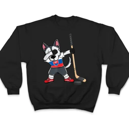 Dabbing Husky Dog Ice Hockey Slovakia Jersey Winter Sport T Shirt