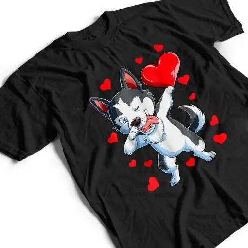 Dabbing Siberian Husky Heart Valentines Day Boys Love Dog T Shirt