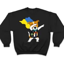 Dabbing Ukrainian Patron Dog Superhero With Cape Flag Sign T Shirt Dabbing Ukrainian Patron Dog Superhero With Cape Flag Sign T Shirt