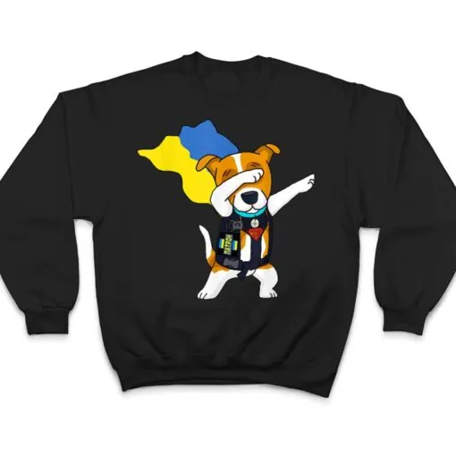 Dabbing Ukrainian Patron Dog Superhero With Cape Flag Sign T Shirt