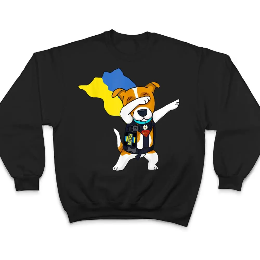 Dabbing-Ukrainian-Patron-Dog-Superhero-With-Cape-Flag-Sign-T-Shirt-4 Dabbing Ukrainian Patron Dog Superhero With Cape Flag Sign T Shirt