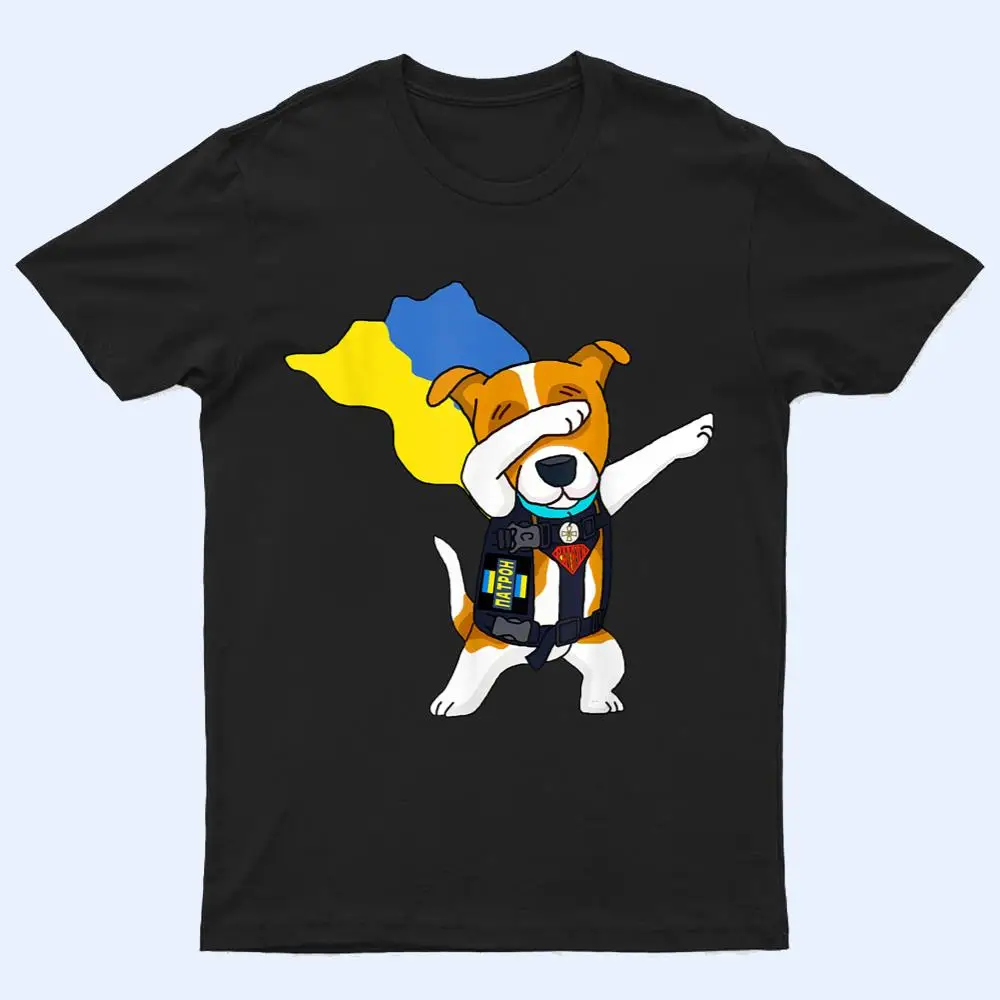 Dabbing Ukrainian Patron Dog Superhero With Cape Flag Sign T Shirt Dabbing Ukrainian Patron Dog Superhero With Cape Flag Sign T Shirt