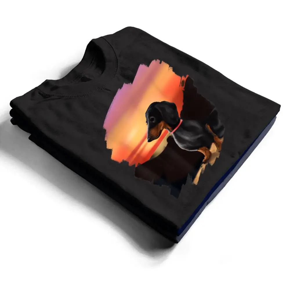 Dachshund-Chiweenie-Wiener-Dog-Art-Sunset-Vintage-Retro-Dogs-T-Shirt-1 Dachshund Chiweenie Wiener Dog Art Sunset Vintage Retro Dogs T Shirt
