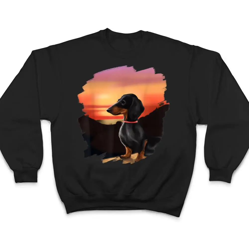 Dachshund-Chiweenie-Wiener-Dog-Art-Sunset-Vintage-Retro-Dogs-T-Shirt-4 Dachshund Chiweenie Wiener Dog Art Sunset Vintage Retro Dogs T Shirt