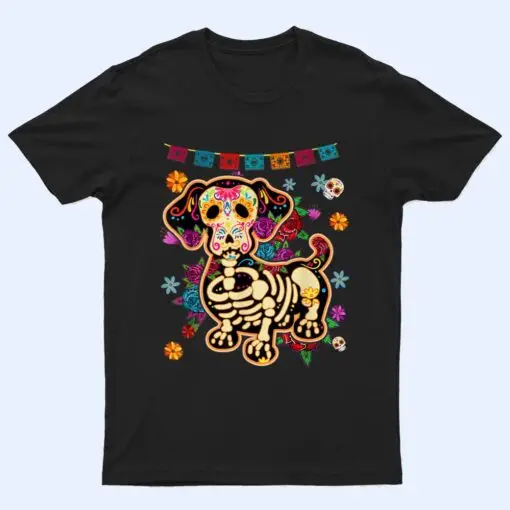 Dachshund Dia De Los Muertos Day Of Dead Dog Sugar Skull T Shirt
