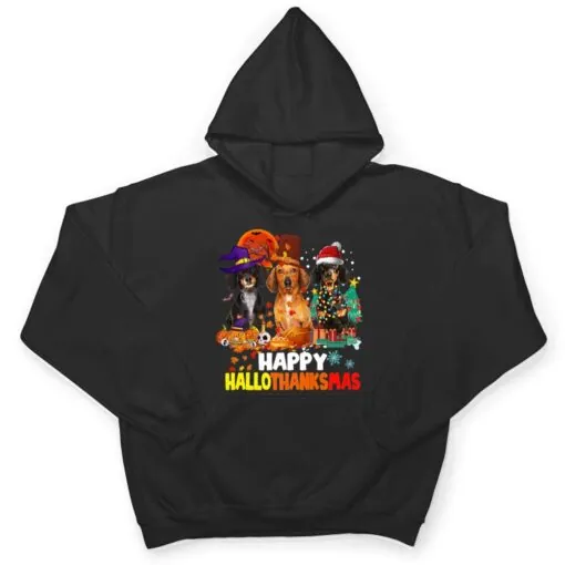 Dachshund Dog Halloween Merry Christmas Happy Hallothanksmas T Shirt