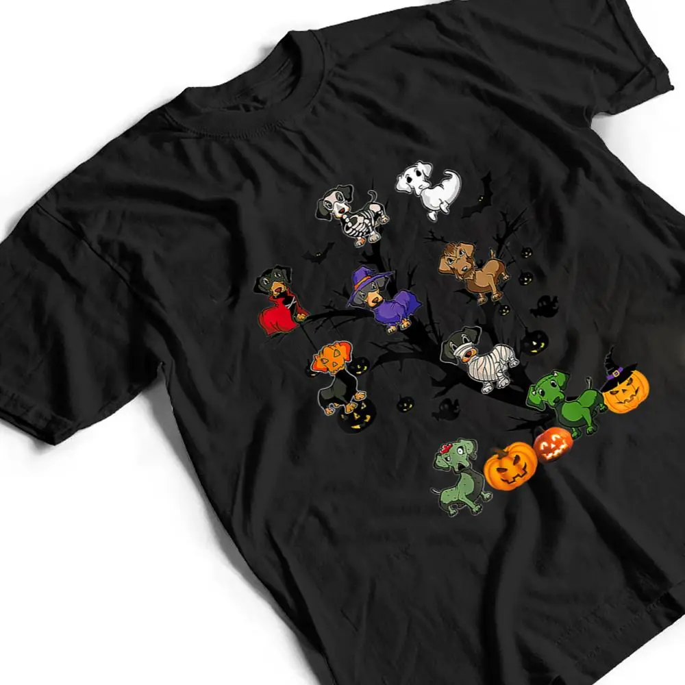 Dachshund-Dog-Happy-Halloweiner-Halloween-Pumpkin-Tree-T-Shirt-2 Dachshund Dog Happy Halloweiner Halloween Pumpkin Tree T Shirt