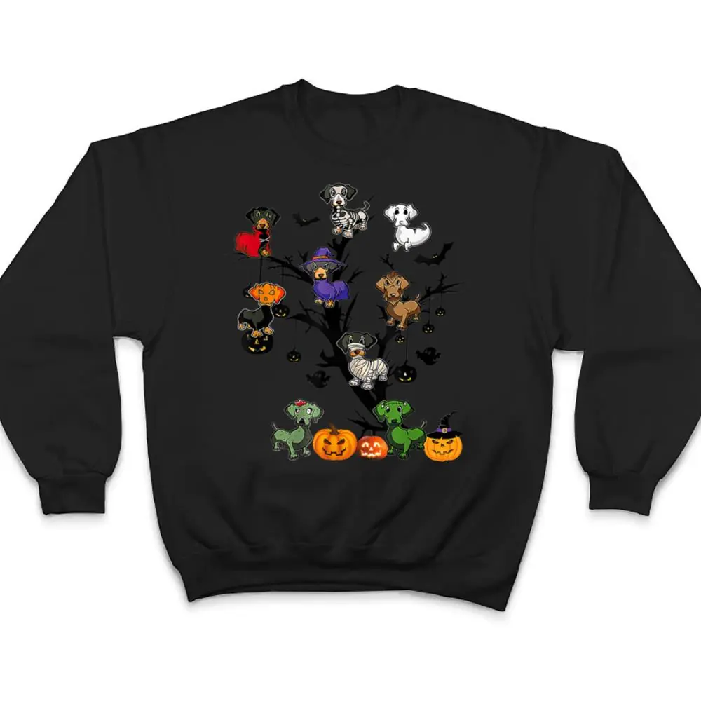 Dachshund-Dog-Happy-Halloweiner-Halloween-Pumpkin-Tree-T-Shirt-4 Dachshund Dog Happy Halloweiner Halloween Pumpkin Tree T Shirt