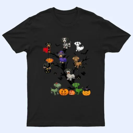 Dachshund Dog Happy Halloweiner Halloween Pumpkin Tree T Shirt