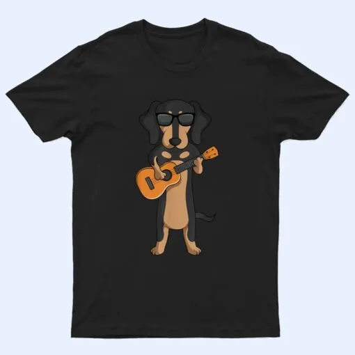 Dachshund Dog Playing Ukulele Guitar T Shirt