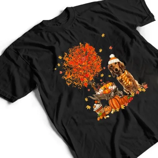 Dachshund Dog Pumpkin Autumn Fall Maple Leaf Thanksgiving T Shirt