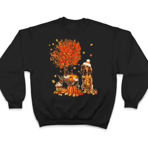 Dachshund Dog Pumpkin Autumn Fall Maple Leaf Thanksgiving T Shirt