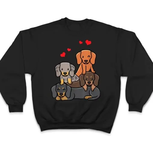 Dachshund Dog With Hearts Wiener Dog Sausage Dog T Shirt