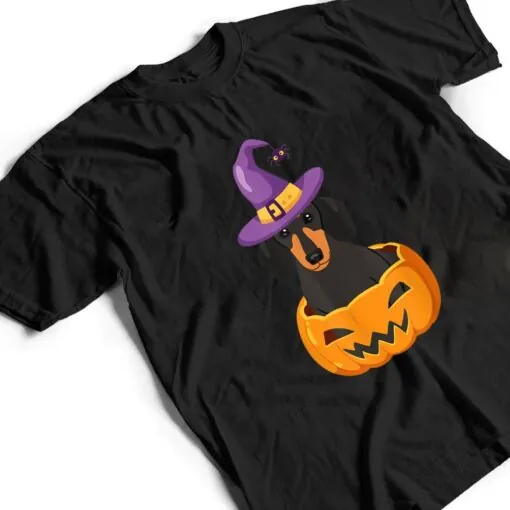 Dachshund On Pumpkin Lazy Halloween Costume Cute Doxie Dog T Shirt